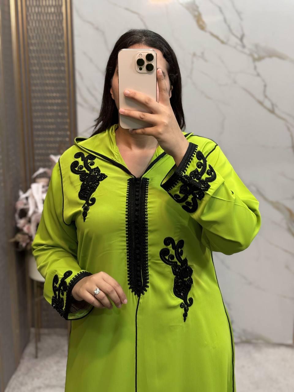 Luxury Moroccan Djellaba with Hand-Embroidered Design - Crafted by Top Moroccan Designers