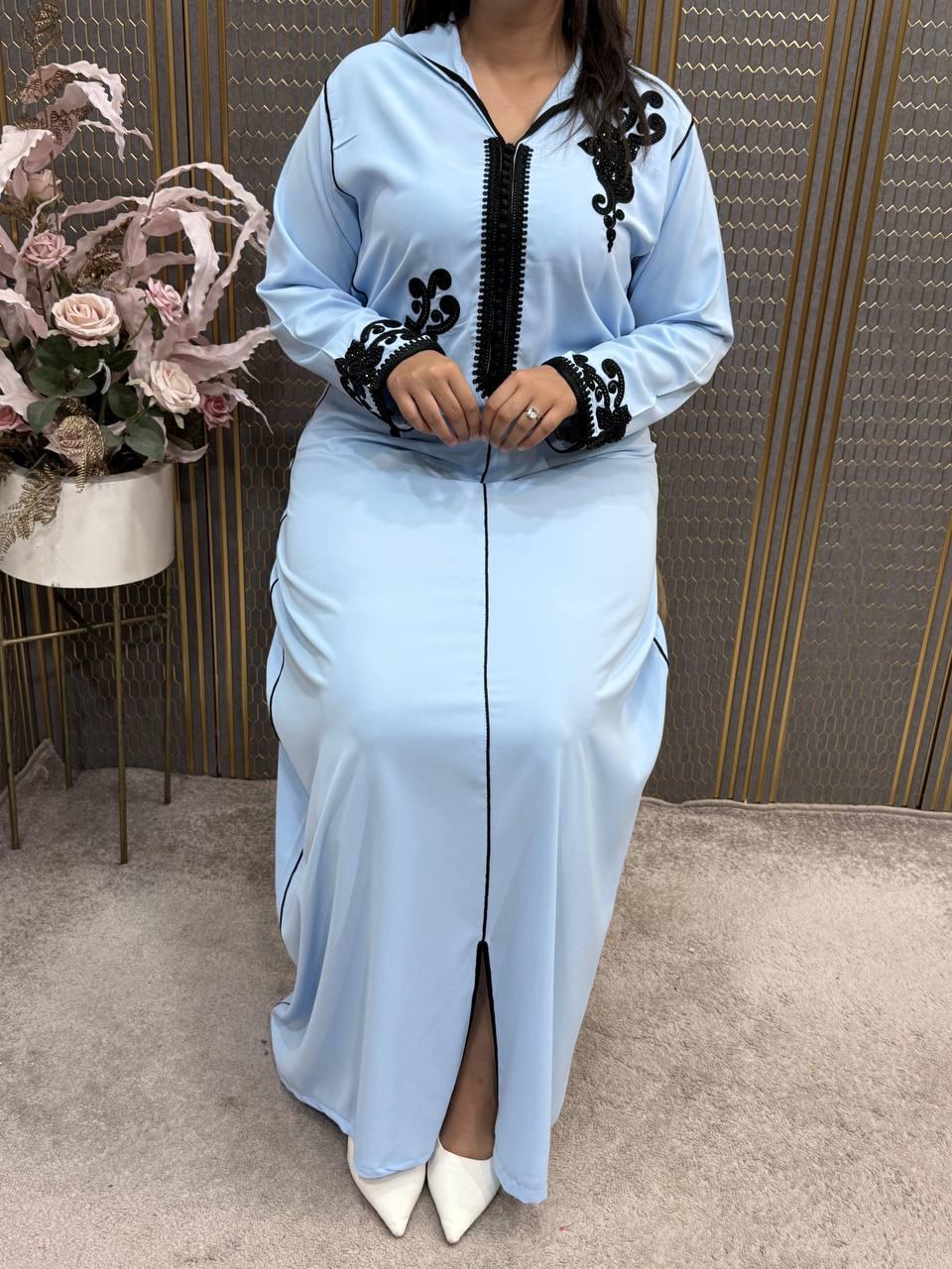 Luxury Moroccan Djellaba with Hand-Embroidered Design - Crafted by Top Moroccan Designers