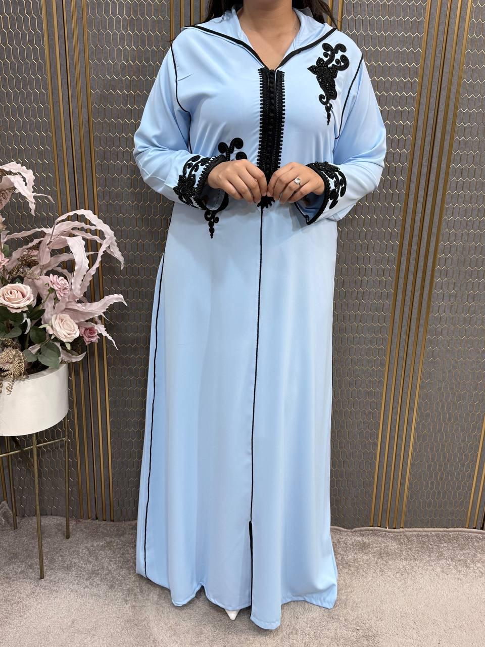 Luxury Moroccan Djellaba with Hand-Embroidered Design - Crafted by Top Moroccan Designers