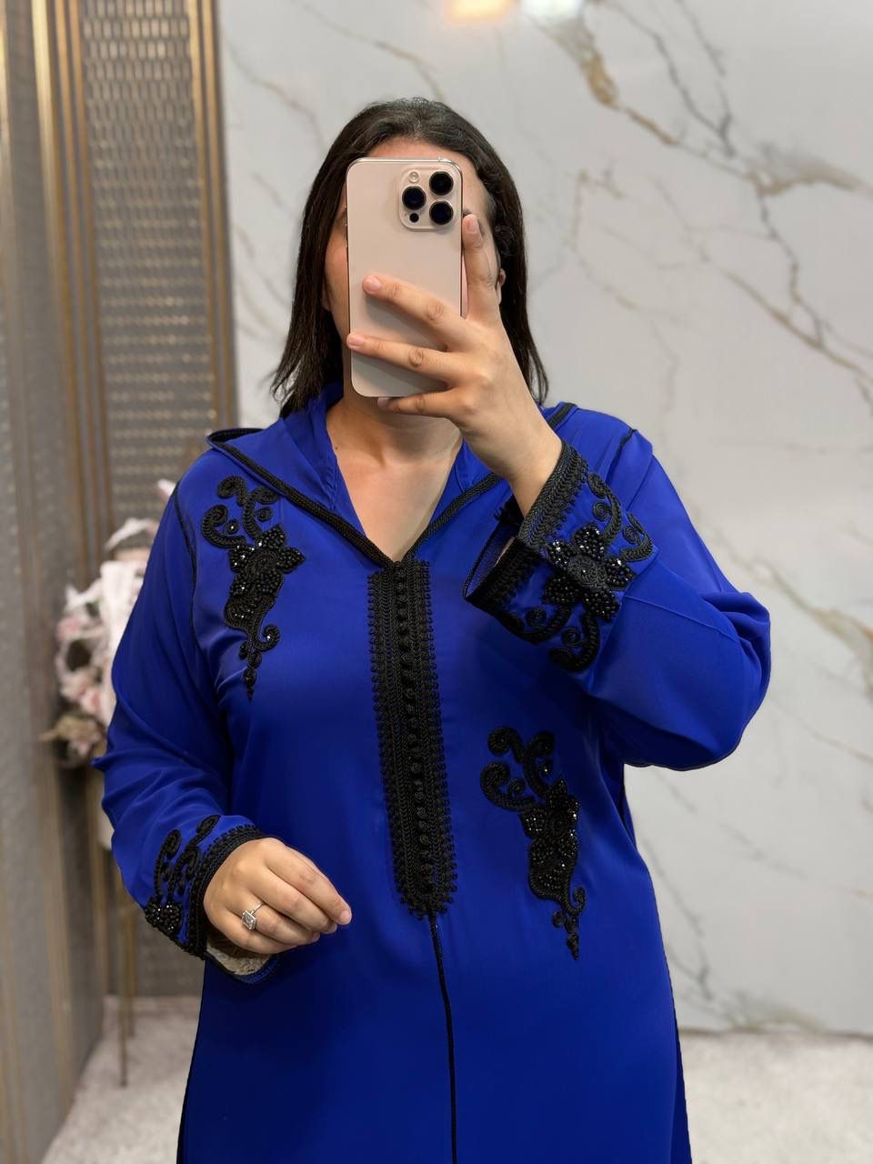 Luxury Moroccan Djellaba with Hand-Embroidered Design - Crafted by Top Moroccan Designers